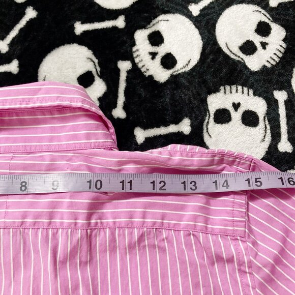 RALPH LAUREN Pink white vertical striped button-down shirt ~ SMALL MEDIUM blouse - Picture 10 of 12